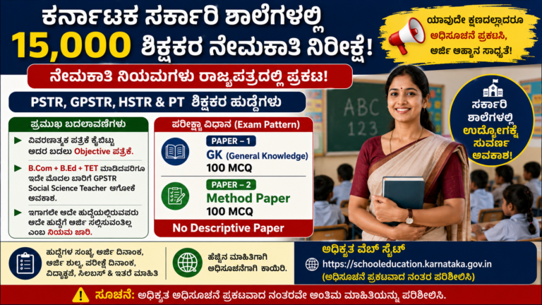 ಕರ್ನಾಟಕ ಶಿಕ್ಷಕರ ನೇಮಕಾತಿ 2026