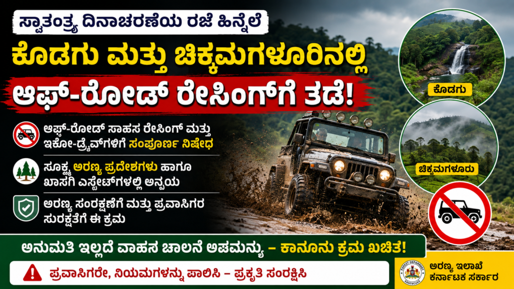 ಕೊಡಗು, ಚಿಕ್ಕಮಗಳೂರಿನಲ್ಲಿ ಆಫ್-ರೋಡ್ ರೇಸಿಂಗ್‌ಗೆ ಬ್ರೇಕ್